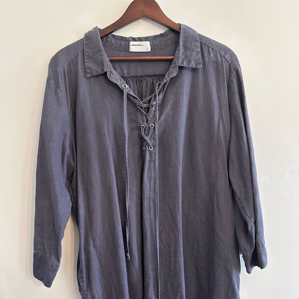 Allen Allen 100% Linen Tunic Top